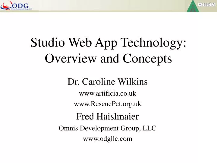 studio web app technology overview and concepts