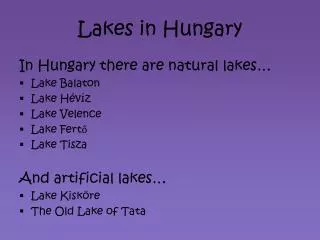 Lakes in Hungary