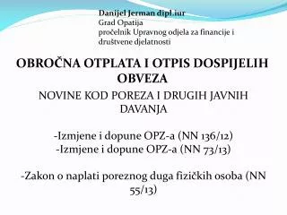 obro na otplata i otpis dospijelih obveza