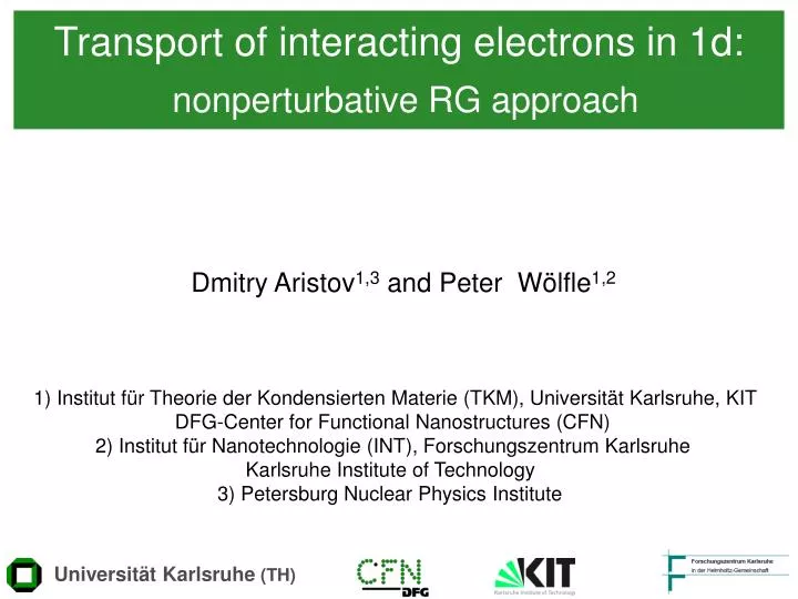 transport of interacting electrons in 1d nonperturbative rg approach