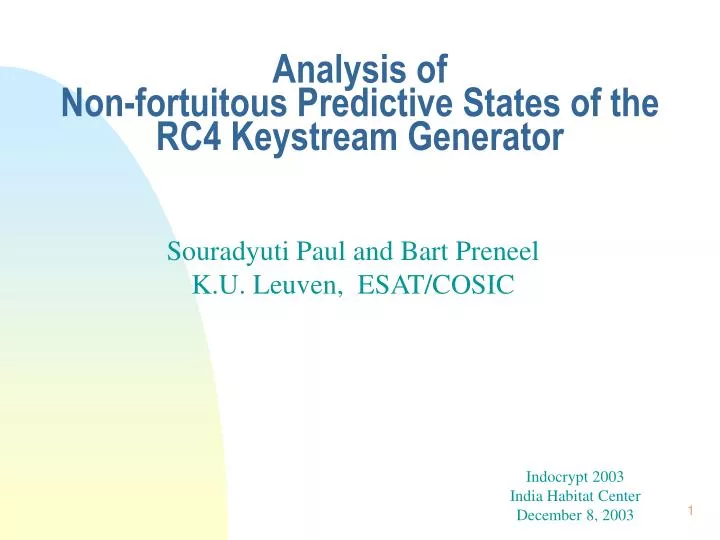analysis of non fortuitous predictive states of the rc4 keystream generator
