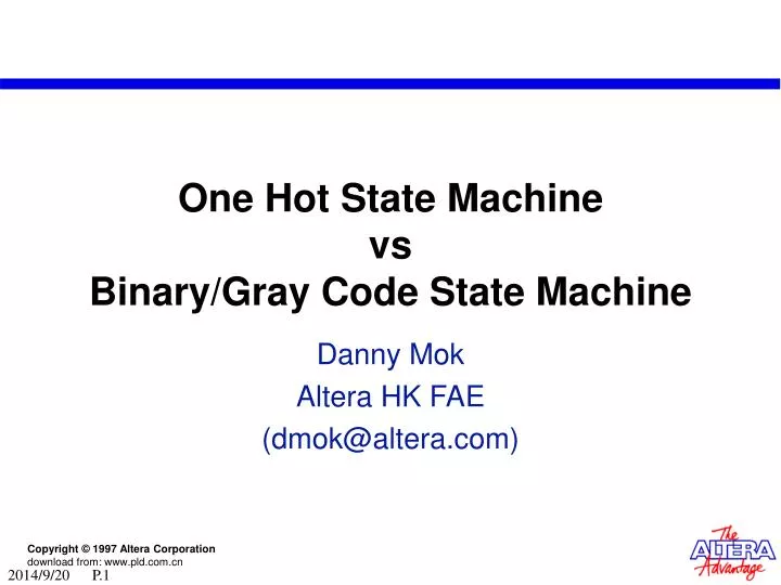 one hot state machine vs binary gray code state machine