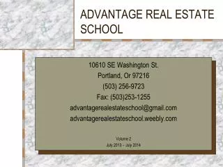 ADVANTAGE REAL ESTATE SCHOOL