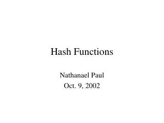 Hash Functions