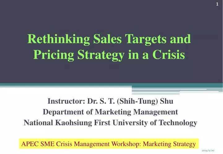 rethinking sales targets and pricing strategy in a crisis