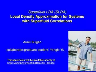 Superfluid LDA (SLDA) Local Density Approximation for Systems with Superfluid Correlations