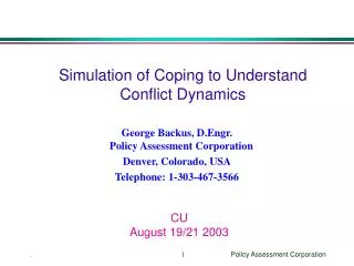 Simulation of Coping to Understand Conflict Dynamics