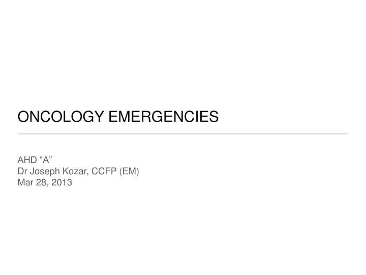 oncology emergencies