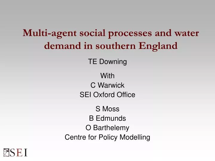 multi agent social processes and water demand in southern england