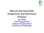 Manual and Automatic Subjectivity and Sentiment Analysis - slide 1