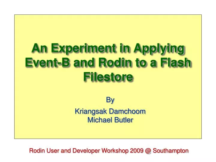 an experiment in applying event b and rodin to a flash filestore