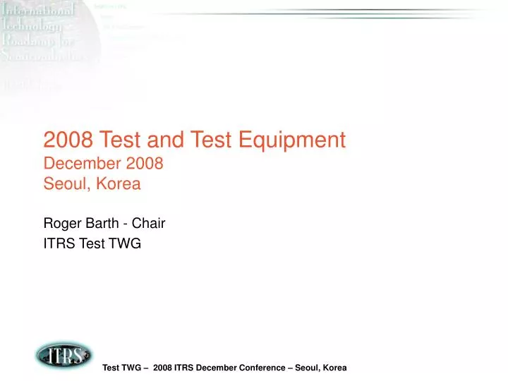 2008 test and test equipment december 2008 seoul korea