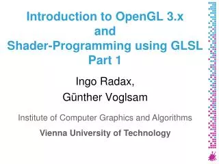 Introduction to OpenGL 3.x and Shader-Programming using GLSL Part 1