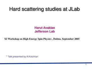 Hard scattering studies at JLab