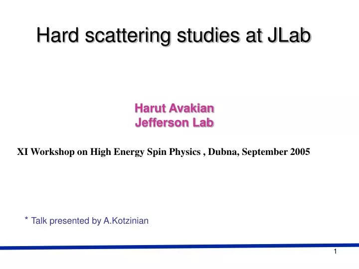 hard scattering studies at jlab