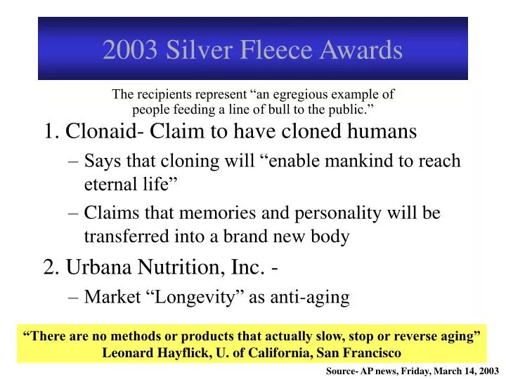 2003 silver fleece awards