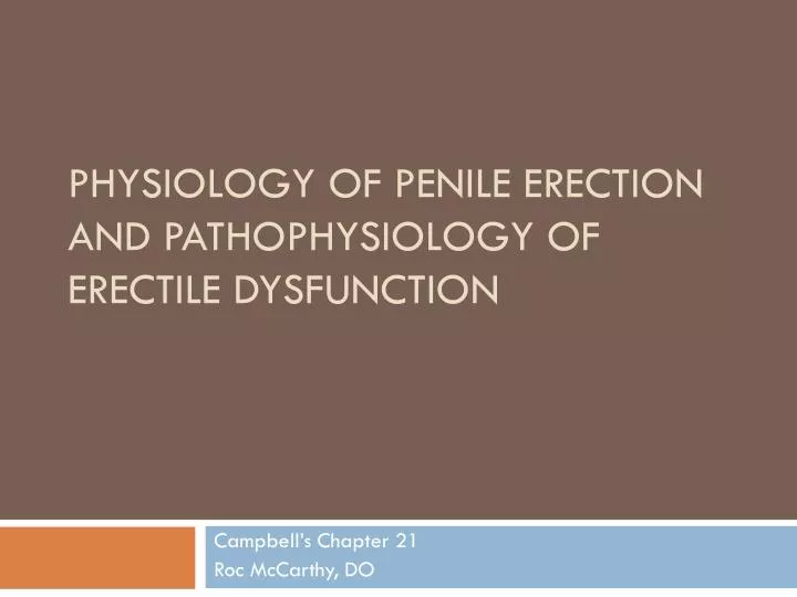 physiology of penile erection and pathophysiology of erectile dysfunction