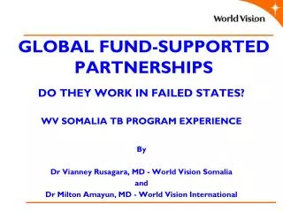 GLOBAL FUND-SUPPORTED PARTNERSHIPS