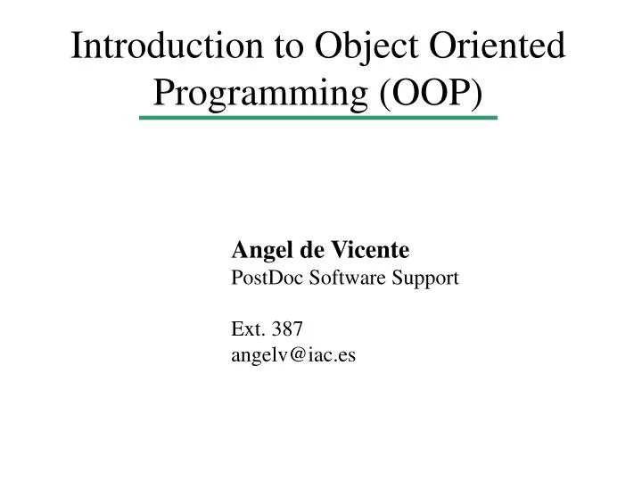 introduction to object oriented programming oop
