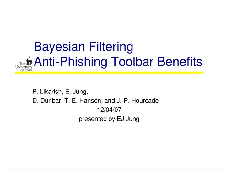 bayesian filtering anti phishing toolbar benefits