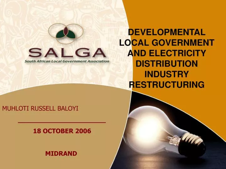 developmental local government and electricity distribution industry restructuring