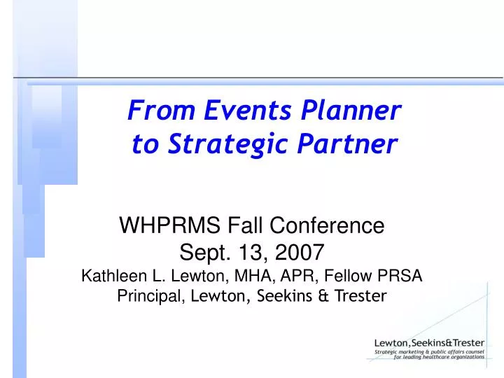 from events planner to strategic partner