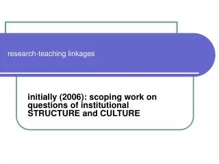 research-teaching linkages