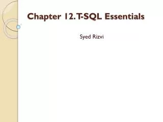 Chapter 12. T-SQL Essentials
