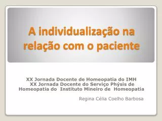 a individualiza o na rela o com o paciente