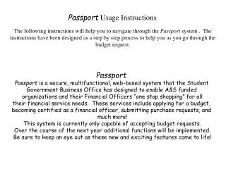 Passport Usage Instructions