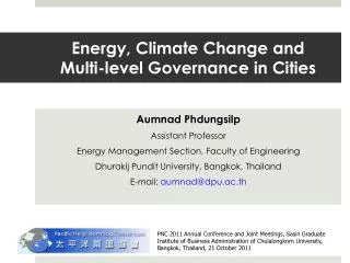 Energy, Climate Change and Multi-level Governance in Cities