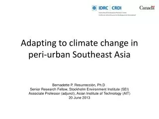 Adapting to climate change in peri-urban Southeast Asia