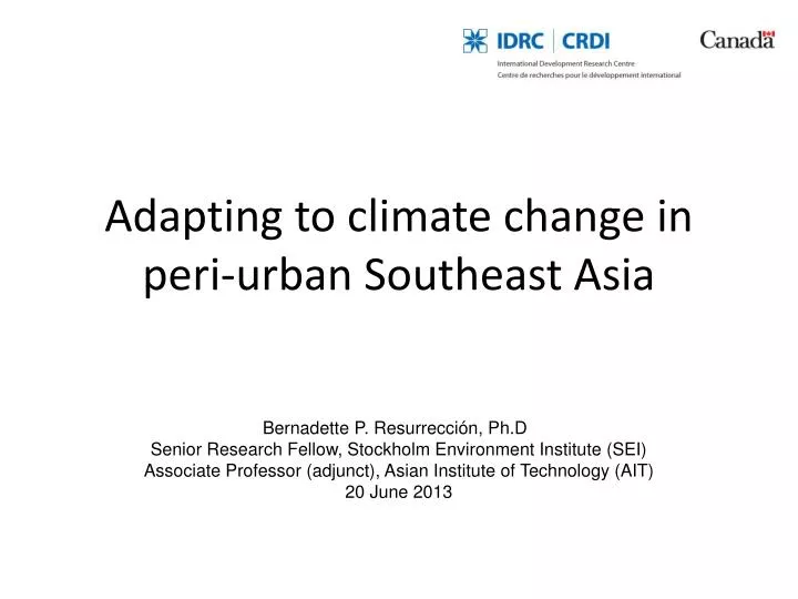 adapting to climate change in peri urban southeast asia