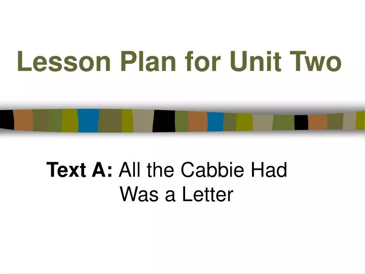 lesson plan for unit two