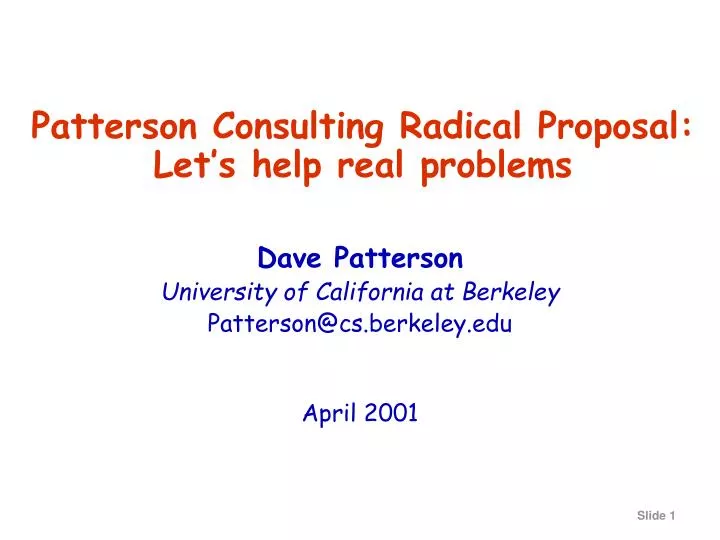 patterson consulting radical proposal let s help real problems
