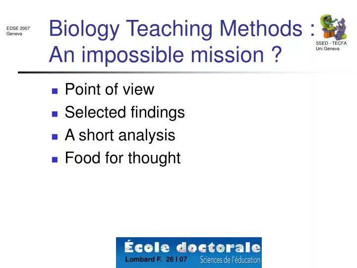 biology teaching methods an impossible mission