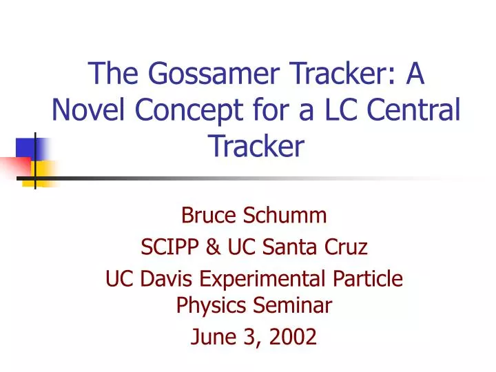 the gossamer tracker a novel concept for a lc central tracker
