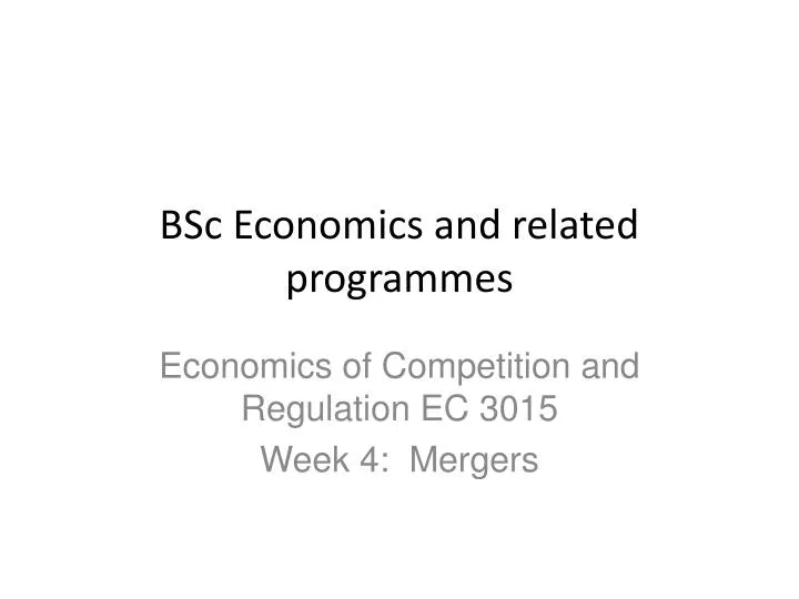 bsc economics and related programmes