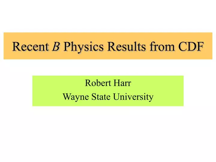 recent b physics results from cdf