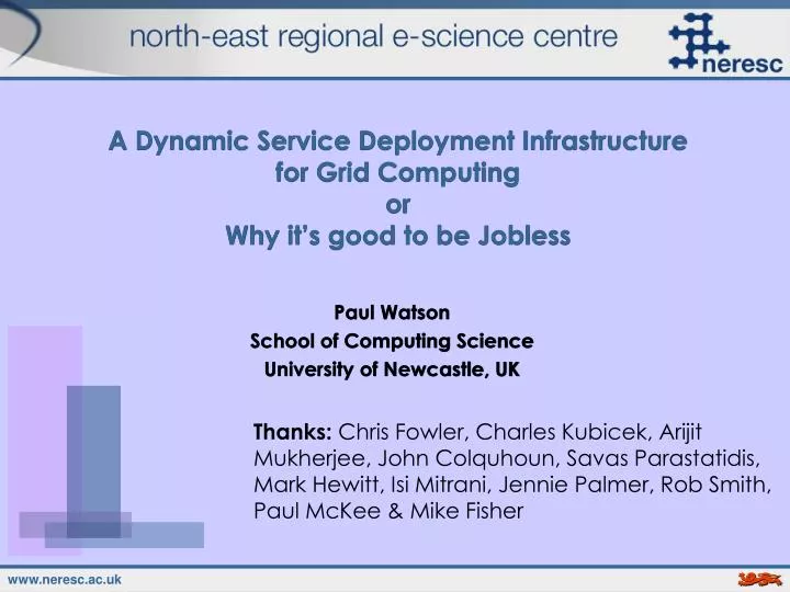 a dynamic service deployment infrastructure for grid computing or why it s good to be jobless