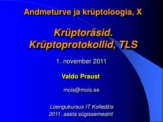 andmeturve ja kr ptoloogia x kr ptor sid kr ptoprotokollid tls