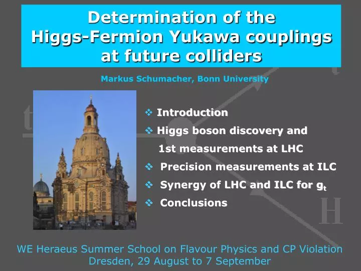 determination of the higgs fermion yukawa couplings at future colliders