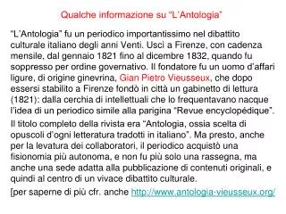qualche informazione su l antologia