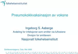 pneumokokkvaksinasjon av voksne