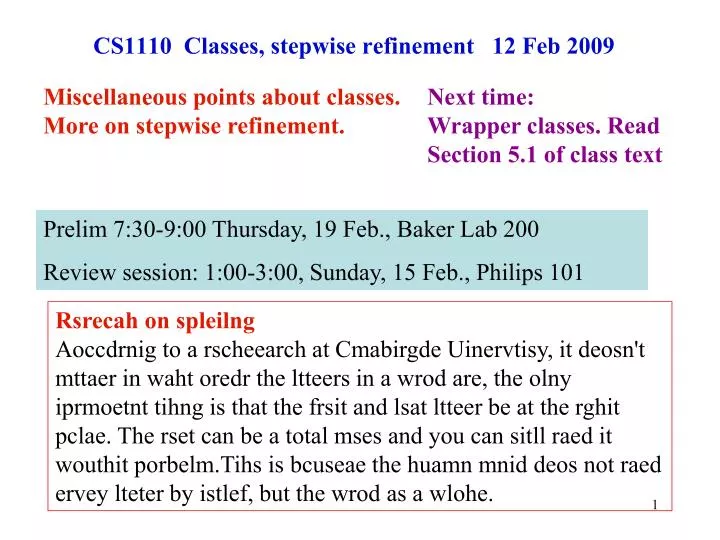 cs1110 classes stepwise refinement 12 feb 2009