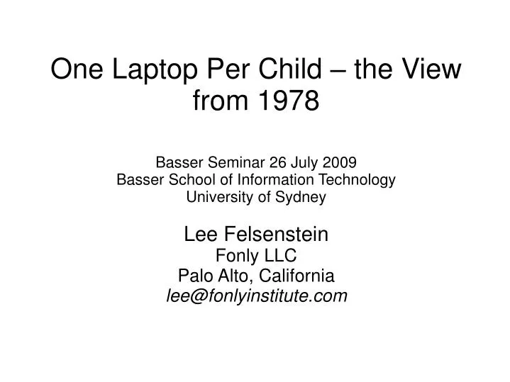 one laptop per child the view from 1978