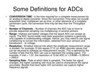 Some Definitions for ADCs