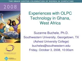 Experiences with OLPC Technology in Ghana, West Africa