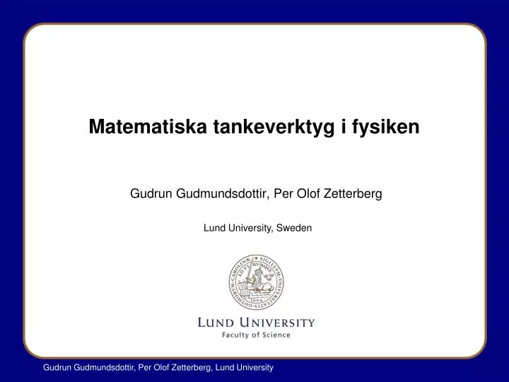 matematiska tankeverktyg i fysiken