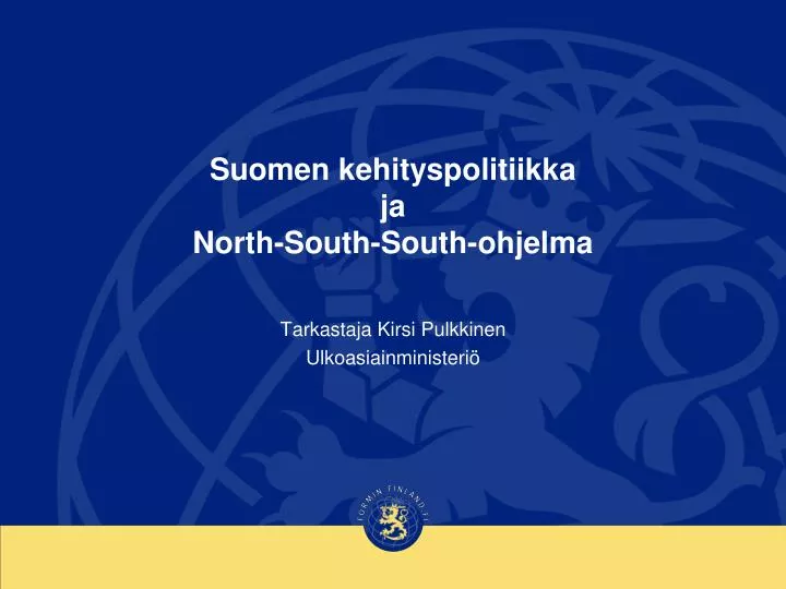 suomen kehityspolitiikka ja north south south ohjelma